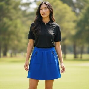 Tail golf skort embossed cerulean blue metal zipper pockets 17 inch size M